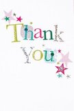 There is a gentle, sincere joy woven into every detail of this thank you card, so reminiscent of the neighbourly warmth that flourishes in Manor House. Each letter in 'Thank You' stands proud, adorned in playful colours-sparkling silver, sunny yellow, cheerful green, and vivid blue-echoing the vibrant palette of an expertly arranged bouquet. Dots and stitched patterns touch some letters with a softly handmade sensibility, while others gleam with hints of metallic shine. Around the words, stars in shimmering pink, teal, and silver orbit gracefully, sharing a sense of celebration that feels both festive and heartfelt-much like a spontaneous moment shared amongst friends in local parks. The backdrop is a pure white, its spacious calm letting each letter and star dance light and uncluttered. This card channels the spirit of gratitude-the warmth of being thought of-just as a hand-delivered bouquet from a Manor House florist brings delight right to the door. It's easy to imagine receiving such a card, feeling the careful intention and sparkling appreciation behind every detail.